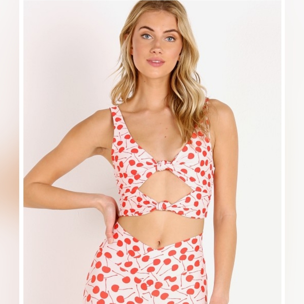 Beach Riot Cherry Bowie Dot Top - Pink - Size Small